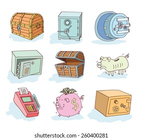 Safe icon,hand drawn vector illustration