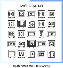 safe icons set line vector