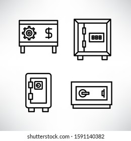 safe icons set line vector