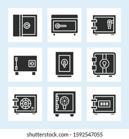 safe icons set line vector