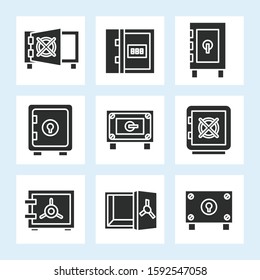 safe icons set line vector