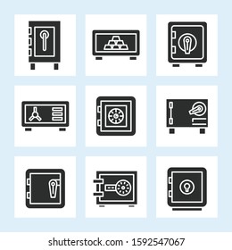 safe icons set line vector