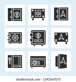 safe icons set line vector