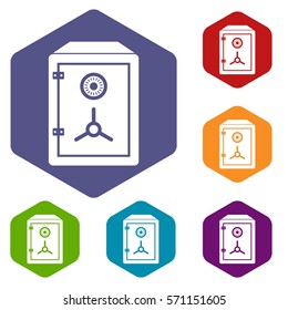 Safe icons set rhombus in different colors isolated on white background