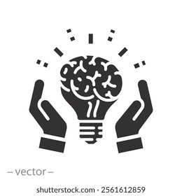 safe idea and memory brain, protect intellectual property, icon, creative knowledge and innovation concept, flat vector illustration