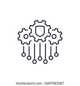 safe implementation icon, secure operations line design