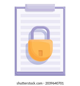 Safe information icon cartoon vector. Privacy policy. Data secure