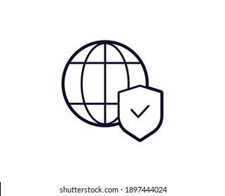 Safe Internet Icon. Bar Black Line Sign. Premium Quality Graphic Design Pictogram. Outline Symbol Icon For Web Design, Website And Mobile App On White Background. Monochrome Safer Internet Day Icon