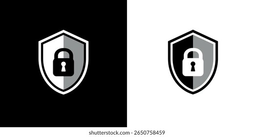 Safe Internet Icon - Black Shield with Padlock for Digital Security and Web Protection