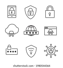 Safe-Internet-Symbole Sicheres Internet Pack Symbol Vektorelemente für Infografik Web.