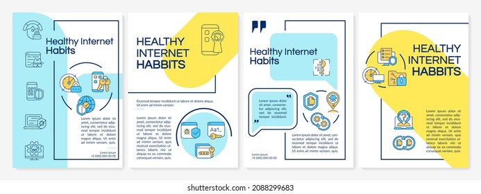 Safe internet searching habits tips brochure template. Flyer, booklet, leaflet print, cover design with linear icons. Vector layouts for presentation, annual reports, advertisement pages