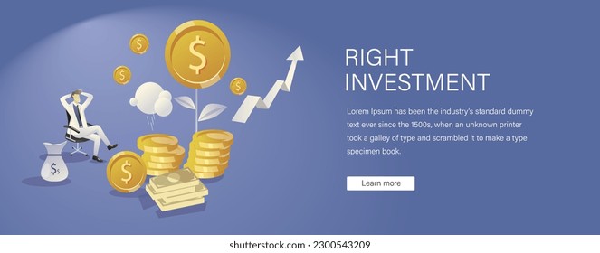 safe investments with right returns vector. personal saving illustration. asset management ideas. personal loan and investment ideas. long term and short term plan. earning expences. dollar template. 