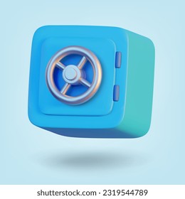 Safe isolated on blue background. 3D Rendering. Vector illustration