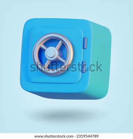 Safe isolated on blue background. 3D Rendering. Vector illustration