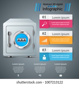 Safe, Key, lock icon Business infographic Vector eps 10