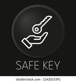 Safe key minimal vector line icon on 3D button isolated on black background. Premium Vector.
