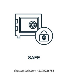 Icono de línea segura. Icono monocromo de esquema seguro simple para plantillas, diseño web e infografías