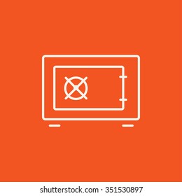 Safe line icon for web, mobile and infographics. Vector white icon isolated on red background.