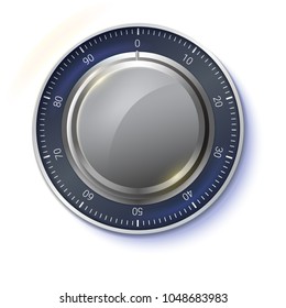 Safe lock isolated on transparent background, front view. Realistic metallic combination lock for safety illustration. Concept security of money, 3D illustration.