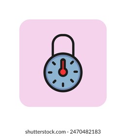 Safe lock line icon. Padlock, password, combination. Safety concept. Vector illustration can be used for topics like security, property, banking