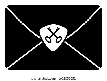Safe lock mail envelope logo with shield and key icon vector design