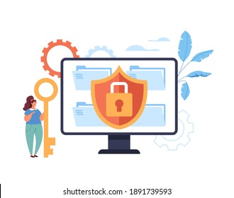 Safe locked website using concept. Vector flat graphic design illustration
