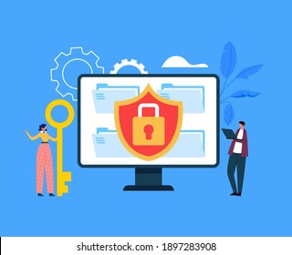 Safe locked website using concept. Vector flat graphic design illustration
