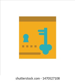 Safe, Locker, Lock, Key  Flat Color Icon. Vector icon banner Template. Vector Icon Template background