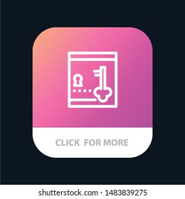 Safe, Locker, Lock, Key Mobile App Button. Android and IOS Line Version