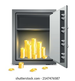 Safe lockers doors concept with security and privacy symbols realistic vector illustration