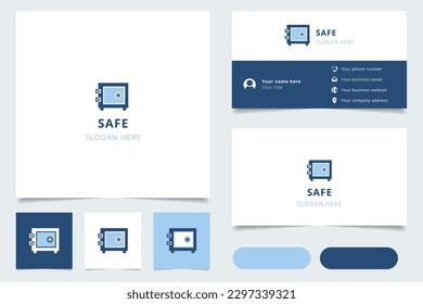 Safe logo design with editable slogan. Branding book and business card template.
