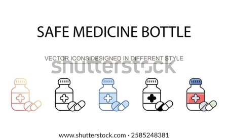 Safe Medicine Bottle icon design with white background stock illustration