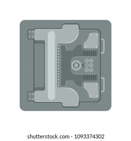 Caja blindada de metal seguro con cerradura de combinación mecánica, caja de seguridad concepto de protección de caja de efectivo vector Ilustración