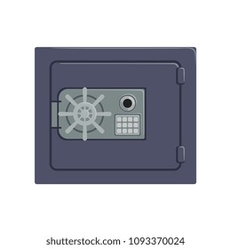 Safe metal box with a mechanical combination lock, safety business box cash secure protection concept vector Illustration
