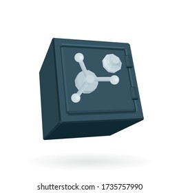 Safe. Metal safe box vector illustration isolated on white background. Side and bottom view steel bank safe.  Part of set.