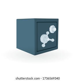 Safe. Metal safe box vector illustration isolated on white background. Side view steel bank safe.  Part of set.