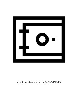 Safe mini line, icon, background and graphic. The icon is black and white, linear  flat, vector, pixel perfect, minimal, suitable for web and print. 
