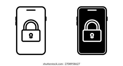 Conjunto de iconos de modo seguro. ilustración de un teléfono móvil con un icono de bloqueo en la pantalla, que representa la seguridad, la protección y la privacidad. Ilustración vectorial sobre fondo blanco
