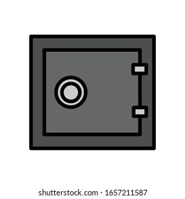 Caja de dinero seguro con vector de icono de línea rellena