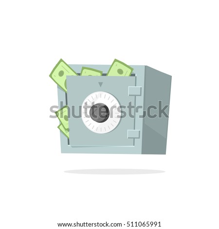 Safe money deposit box vector illustration isolated on white background, flat style money safe lock box icon