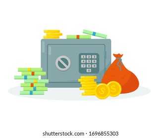 Seguro y dinero en depósito. Ilustración vectorial.