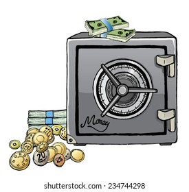 safe with money graphics