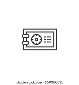 Safe money icon in flat style. Strongbox vector illustration on white isolated background. Finance security business concept.