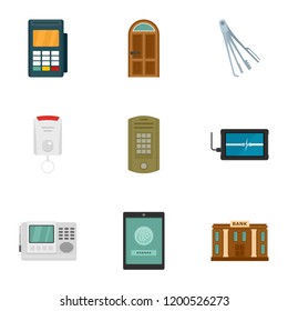 Safe money icon set. Flat set of 9 safe money vector icons for web design