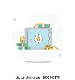 seguro con el dinero aislado vector ilustración plana en blanco