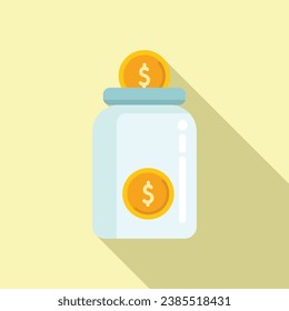 Safe money jar investment icon flat vector. Sign credit. Home money funds