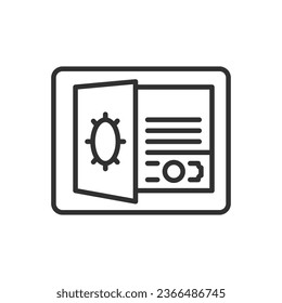 A safe with money, linear icon. Line with editable stroke