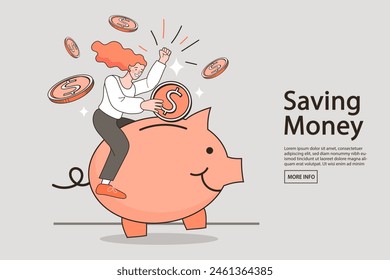 Safe Money On Piggy. Internet banking and earning concept. Successful investor or entrepreneur. Financial consulting, investment and savings. Money management business. Modern vector illustration.