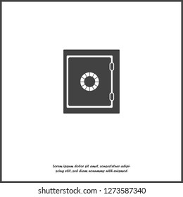 Safe for money vector icon. Symbol of safety of money and documents on white isolated background. Layers grouped for easy editing illustration. For your design.
