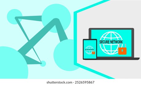 safe network, good internet illustration. vector with blue background.